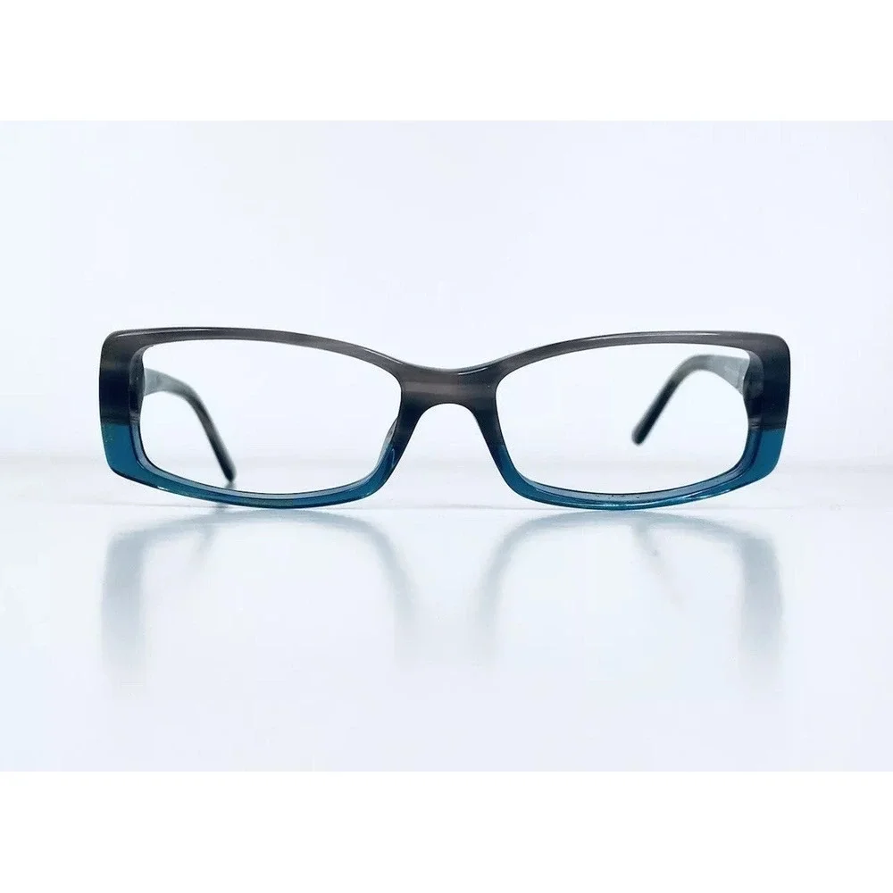Prada Smoke Gray Wood Grain Blue Clear Glasses Blue Grey Temples Italy 51 15 135